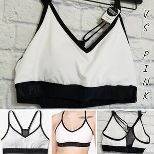 PINK Victoria's Secret Ultimate Lightly Lined Logo Sports Bra White New Large